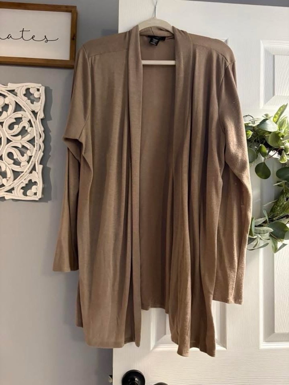Lightweight Taupe Open-Front Women's Cardigan
